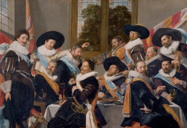 Pintura intitulada "Banquet des officie…" por Frans Hals, Obras de arte originais, Óleo