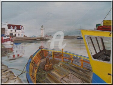Painting titled "Port Sauzon" by Fransua, Original Artwork, Acrylic
