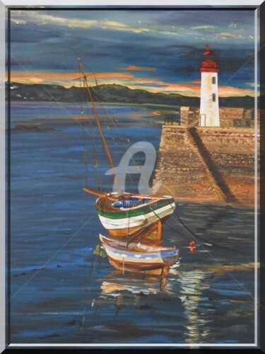 Painting titled "port de Erquy" by Fransua, Original Artwork, Acrylic