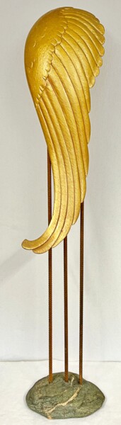 Sculptuur getiteld "Goldener Flügel" door Franz Berger, Origineel Kunstwerk, Plastic