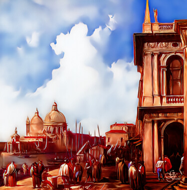 Digital Arts titled "Piazzetta in Venedig" by Franz Grausenburger, Original Artwork, Digital Painting