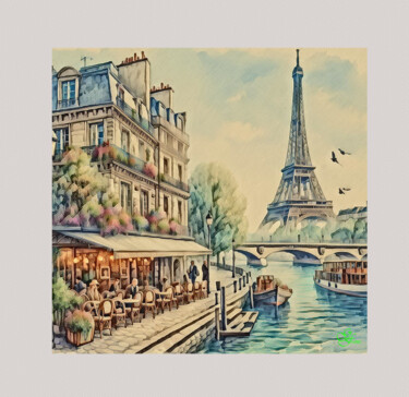 Digitale Kunst mit dem Titel "Paris 2024" von Franz Grausenburger, Original-Kunstwerk, Digitale Malerei