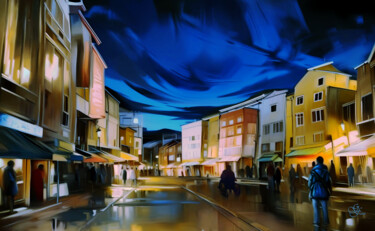 Digitale Kunst mit dem Titel "Abenddämmerung" von Franz Grausenburger, Original-Kunstwerk, Digitale Malerei