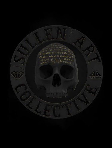 Digital Arts titled "Skull Badge" by Dennis Graysham, Original Artwork, Digital Painting