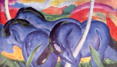 Peinture intitulée "The big blue horses" par Franz Marc, Œuvre d'art originale, Huile
