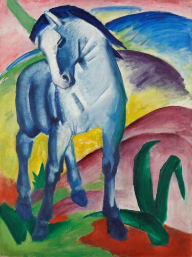 Schilderij getiteld "Cheval bleu I" door Franz Marc, Origineel Kunstwerk, Olie