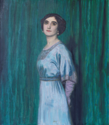 Malerei mit dem Titel "Portrait de Bettina…" von Franz Von Stuck, Original-Kunstwerk, Öl