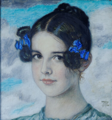 Картина под названием "Portrait de Mary Fr…" - Franz Von Stuck, Подлинное произведение искусства, Масло