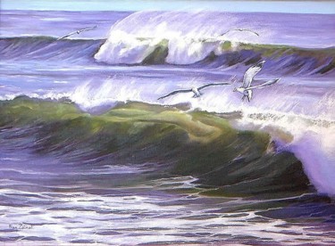 Pintura titulada "vague mauve" por Fran Zainal, Obra de arte original, Otro