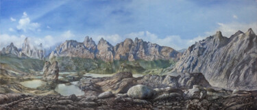 Painting titled "montagne" by Franzart, Original Artwork, Oil