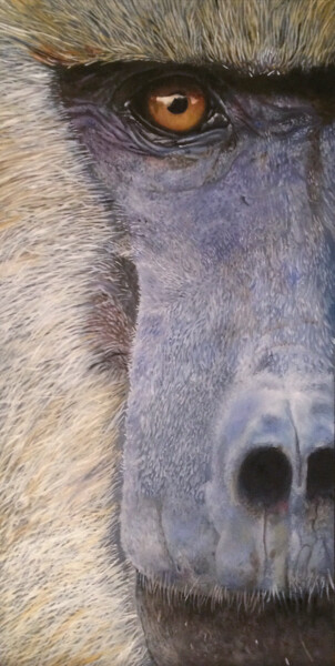 Schilderij getiteld "baboon" door Franzart, Origineel Kunstwerk, Olie