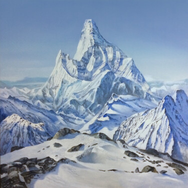 Painting titled "haute montagne 2" by Franzart, Original Artwork, Oil