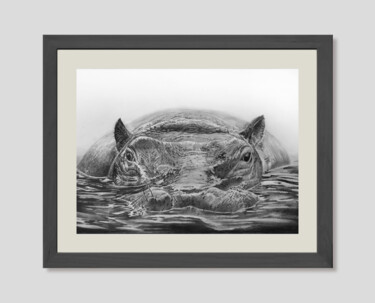 Dessin intitulée "hippo 3 - pencil -…" par Franzart, Œuvre d'art originale, Crayon
