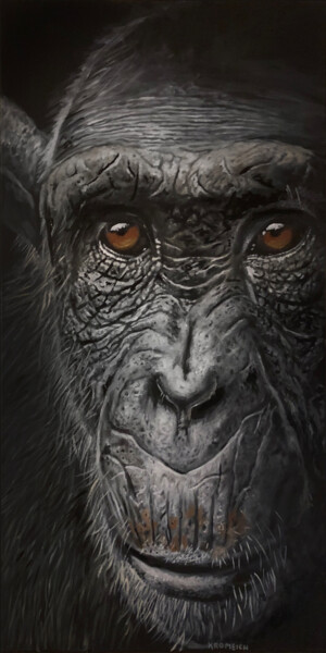 Painting titled "Chimp 7" by Franzart, Original Artwork, Oil