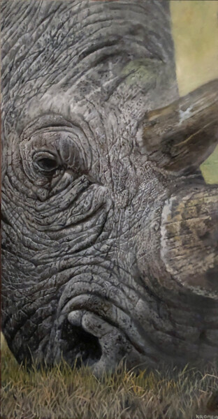 Schilderij getiteld "Grace, White Rhinoc…" door Franzart, Origineel Kunstwerk, Olie
