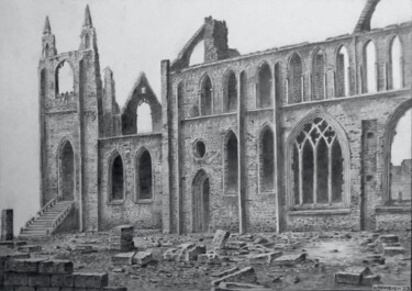 Desenho intitulada "Cathedral Ruin (fan…" por Franzart, Obras de arte originais, Grafite