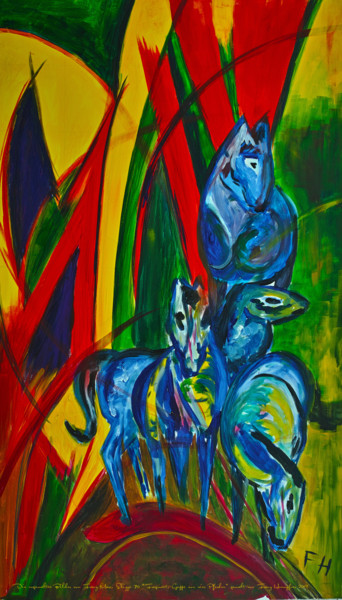 Painting titled "Hommage an Franz Ma…" by Franz Hümpfner, Original Artwork, Acrylic Mounted on Wood Stretcher frame