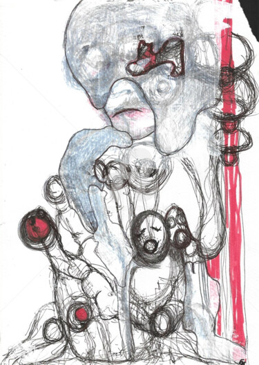 Drawing titled "Skizze 9" by Franziska Kolbe, Original Artwork, Ballpoint pen