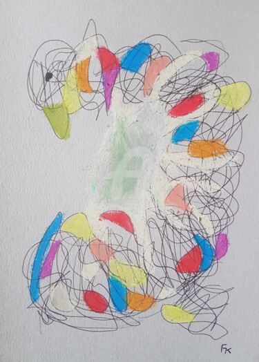Картина под названием "Miniatur 44" - Franziska Kolbe, Подлинное произведение искусства, Шариковая ручка