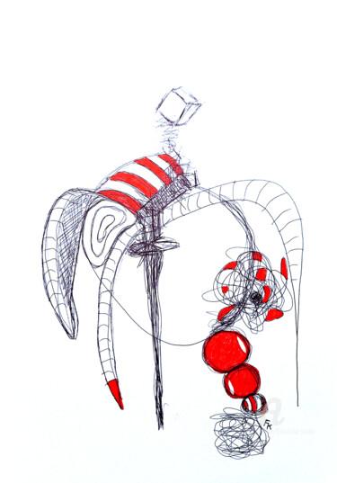 Dessin intitulée "Schwarz-Rot Nr. 6" par Franziska Kolbe, Œuvre d'art originale, Stylo à bille