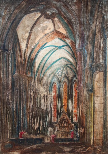 Printmaking titled "St Mary's Cathedral…" by Fraser Maciver (1960 - 2019), Original Artwork, Etching