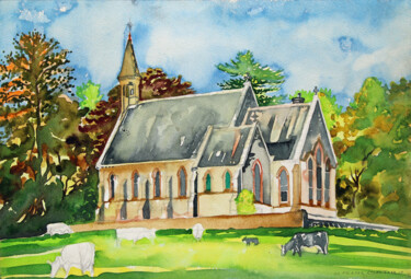 Painting titled "St Columba's Church…" by Fraser Maciver (1960 - 2019), Original Artwork, Watercolor