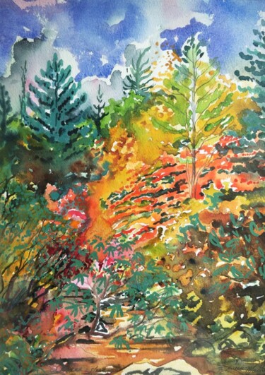 Painting titled "Crarae Gardens" by Fraser Maciver (1960 - 2019), Original Artwork, Watercolor