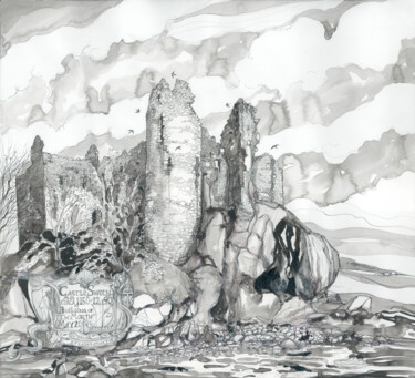 Drawing titled "Castle Sween" by Fraser Maciver (1960 - 2019), Original Artwork, Ink