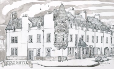 Drawing titled "The Stag Hotel, Loc…" by Fraser Maciver (1960 - 2019), Original Artwork, Ink