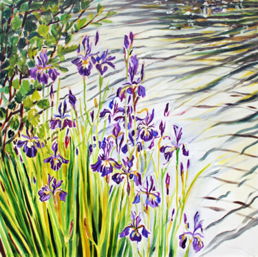 Painting titled "The Wagon Irises" by Fraser Maciver (1960 - 2019), Original Artwork, Oil