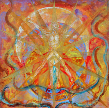 Painting titled "Solar Vitruvian Imp…" by Fraser Maciver (1960 - 2019), Original Artwork, Acrylic