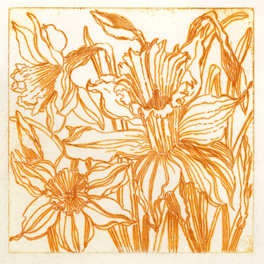 Printmaking titled "The Wagon Daffodil" by Fraser Maciver (1960 - 2019), Original Artwork, Etching