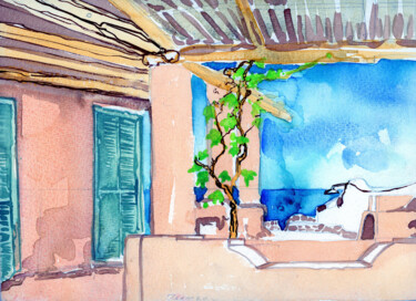 Painting titled "Terrazzo Villa Poll…" by Fraser Maciver (1960 - 2019), Original Artwork, Watercolor