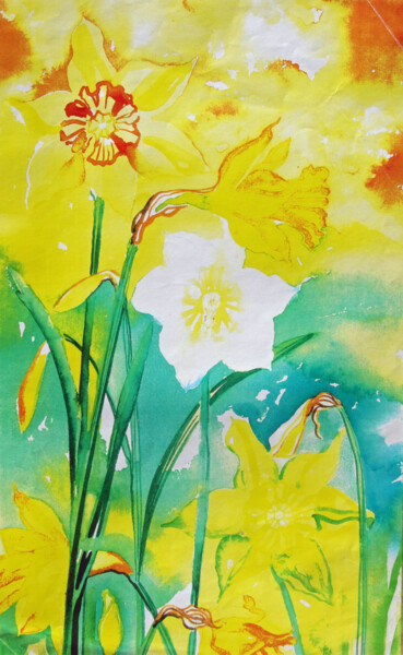 Painting titled "Daffodils" by Fraser Maciver (1960 - 2019), Original Artwork, Watercolor