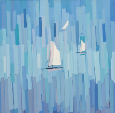 Pintura intitulada "Into the blue" por Fred Abuga, Obras de arte originais, Acrílico