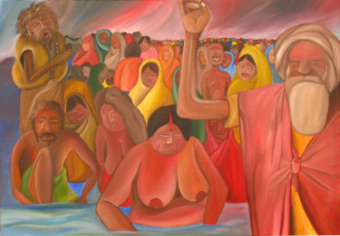 Pintura intitulada "Varanasi" por Fred Besnardiere, Obras de arte originais, Óleo