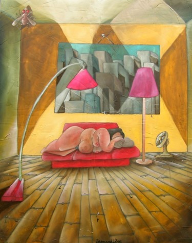 Peinture intitulée "Sous le projecteur" par Fred Besnardiere, Œuvre d'art originale, Huile