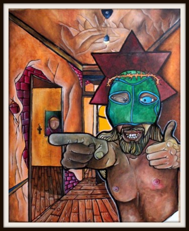 Peinture intitulée "Lucha libre" par Fred Besnardiere, Œuvre d'art originale, Huile