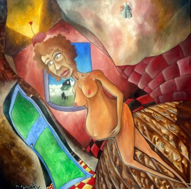 Painting titled "Enchantement enfanté" by Fred Besnardiere, Original Artwork, Oil