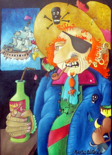 Peinture intitulée "Pirate des invalides" par Fred Besnardiere, Œuvre d'art originale, Huile