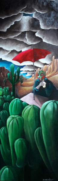 Malarstwo zatytułowany „Lucha d'or de Oaxaca” autorstwa Fred Besnardiere, Oryginalna praca, Olej