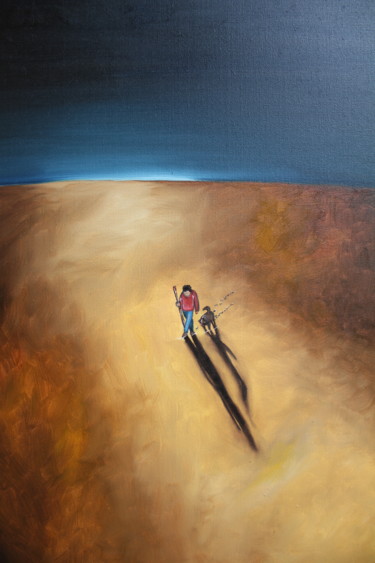 Peinture intitulée "Désert solitaire" par Fred Besnardiere, Œuvre d'art originale, Huile