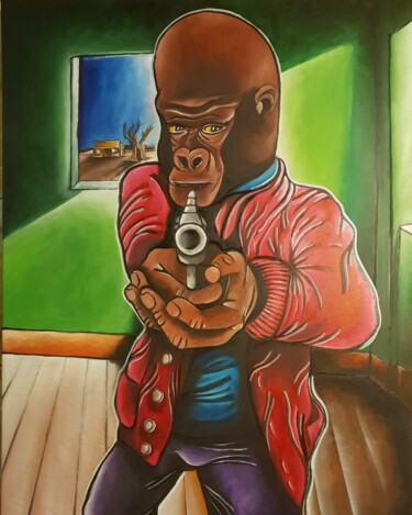 Peinture intitulée "Mesrine" par Fred Besnardiere, Œuvre d'art originale, Huile