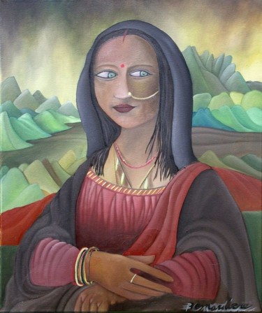 Pintura titulada "Mona en sari" por Fred Besnardiere, Obra de arte original, Oleo
