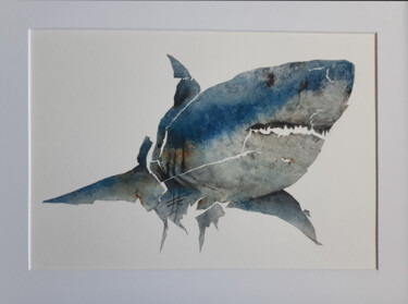 Peinture intitulée "Tête de requin" par Fred Bonna, Œuvre d'art originale, Huile