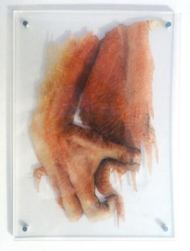 Картина под названием "Main ocre rouge" - Fred Bonna, Подлинное произведение искусства, Масло Установлен на плексиглас