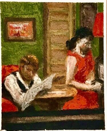 Painting titled "Le soir" by Fred Du Mesnil, Original Artwork, Pastel