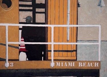 Картина под названием "Miami beach 5" - Fred Du Mesnil, Подлинное произведение искусства, Акрил