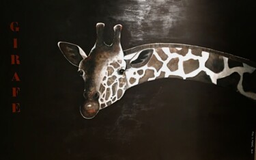 Painting titled "Girafe 2" by Fred Du Mesnil, Original Artwork, Acrylic Mounted on Wood Panel
