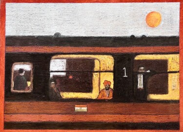 Pintura titulada "MADRAS - PONDICHERY" por Fred Du Mesnil, Obra de arte original, Pastel Montado en Panel de madera